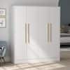 White wardrobe standing in a bedroom setting.