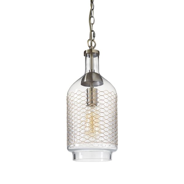 Casamotion 1-Light Brass Clear/Medium Industrial Edison Hand Blown Glass Pendant