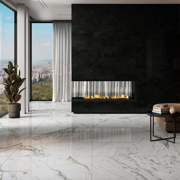 Regallo Midnight Agate 12 in. x 24 in. Polished Porcelain Marble Look Floor and Wall Tile (14 sq. ft./Case)