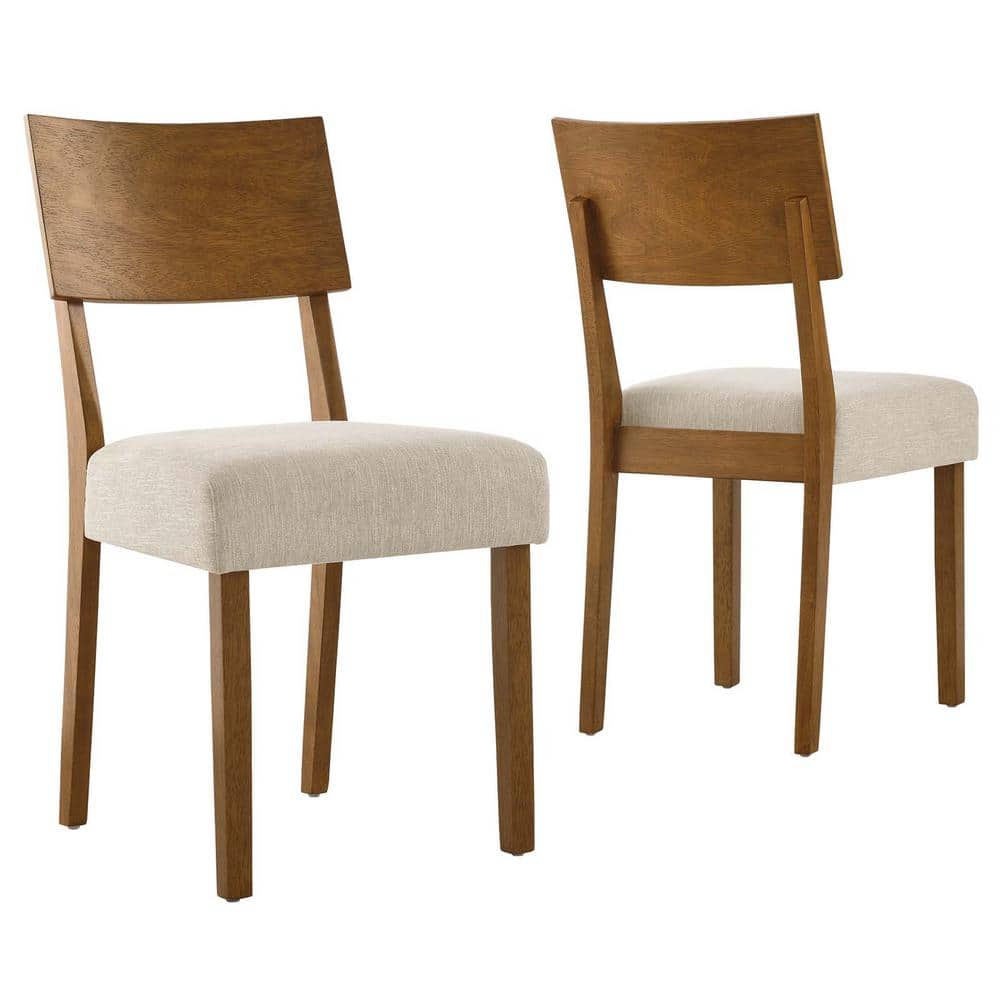 MODWAY Pax Wood Dining Side Chairs - Set of 2 in. Acorn Heathered Weave Light Beige EEI-6804-ACO ...