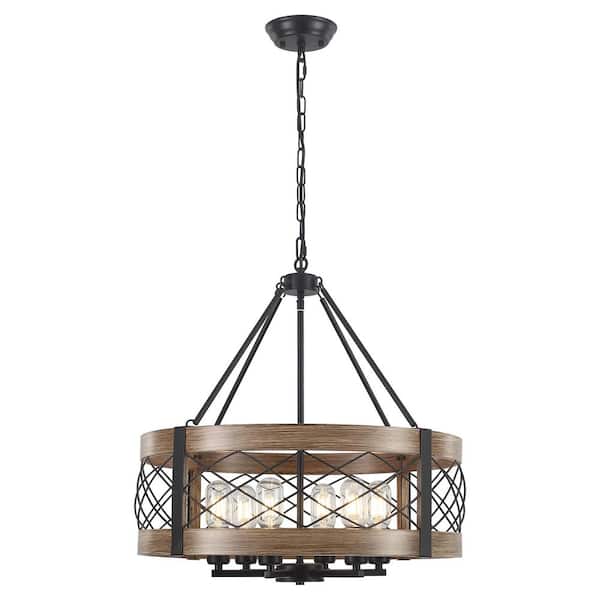 6-Light Natural Modern Hanging Linear Island Chandelier Lighting Fixture for Dining Room Kitchen Island