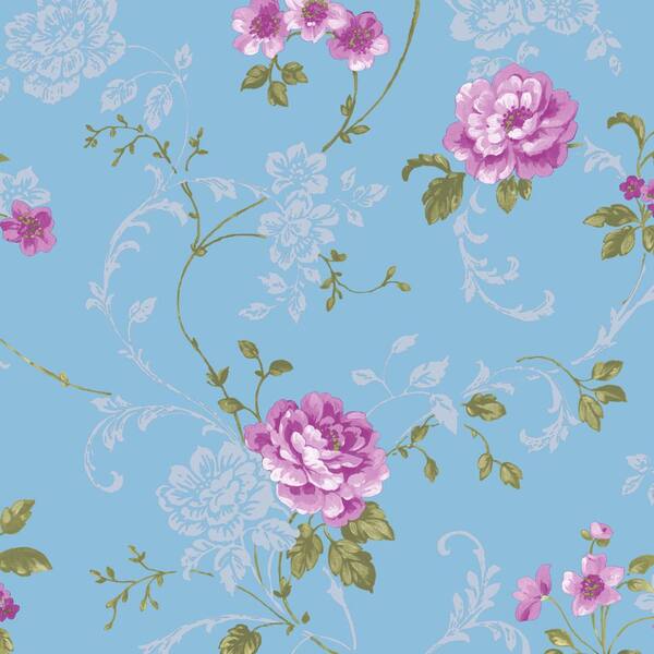 Graham & Brown Blue and Pink Northern Rose Removable Wallpaper