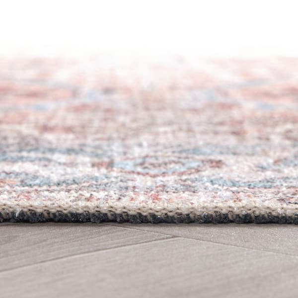 Vintage Distressed Machine Washable Red 10 ft. x 14 ft. Area Rug