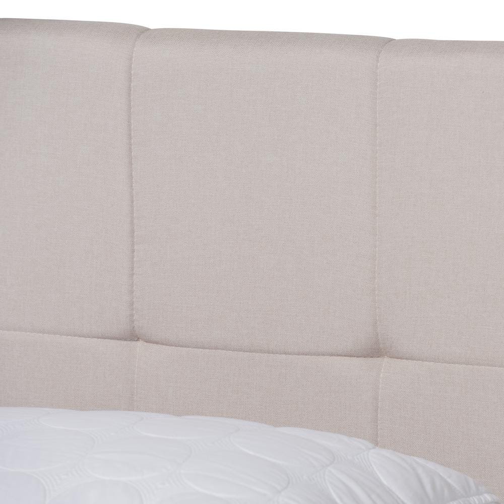 Elegant Beige Linen Queen Storage Bed with Biscuit Tufting