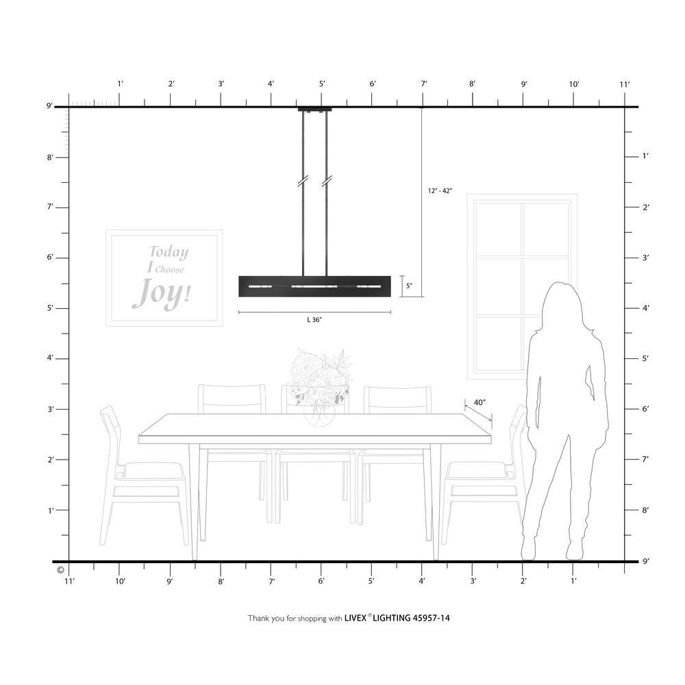Soma Textured Black and Brushed Nickel 4-Light Linear Chandelier