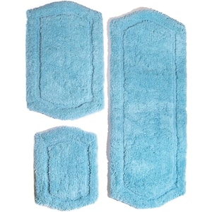 Memory Foam Spa Blue 22 in. x 60 in., 21 in. x 34 in. and 17 in. x 24 in. 3-Piece Paradise Bath Rug Set
