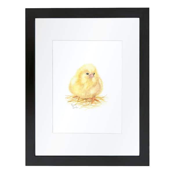 Unbranded Barnyard Littles "Chick" by Alyssa Lewis Individual Black Framed with Mat Animal Art Print 14 in. x 11 in.