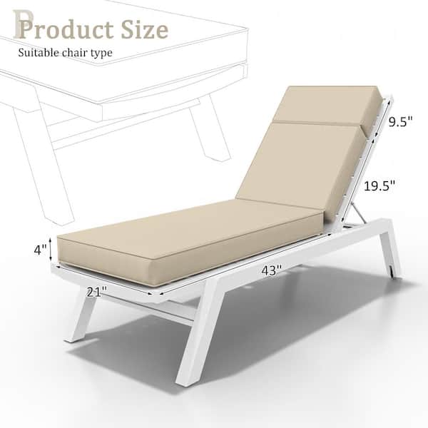 71 in. x 21 in. x 4 in. Premium Waterproof Chaise Lounge Cushion, All-Weather Replacement for Outdoor Chairs Cream