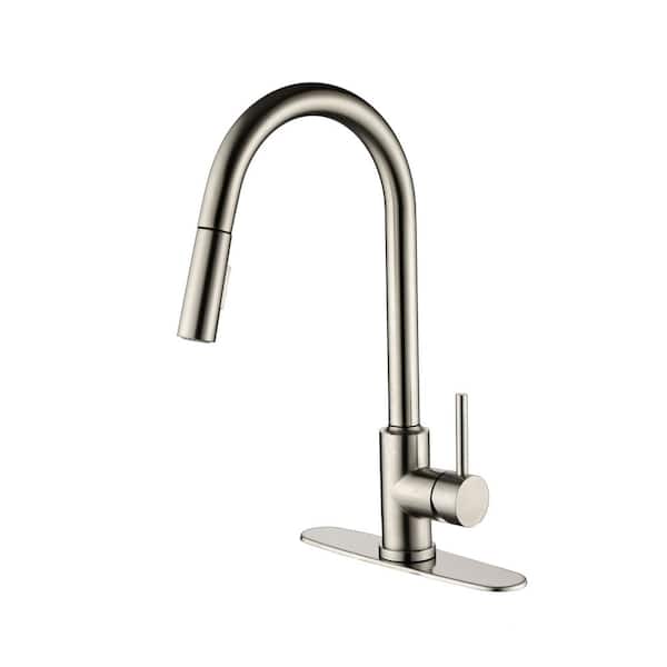 Nestfair Single Handle Pull Down Sprayer Kitchen Faucet with in Brushed Nickel