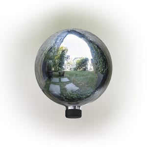10 in. Dia Indoor/Outdoor Glass Gazing Globe Yard Decoration, Silver