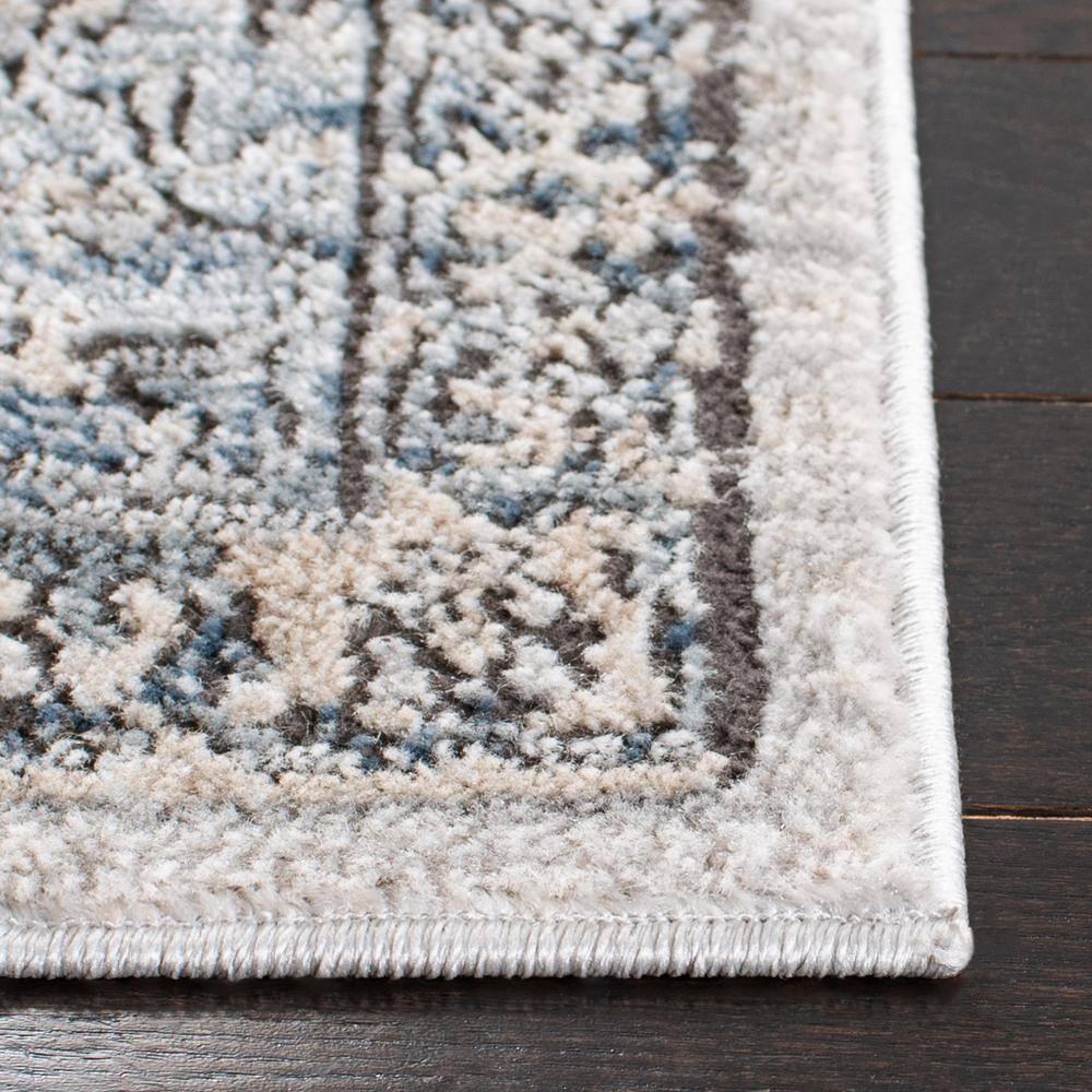 Ivory and Light Blue Floral Medallion Area Rug