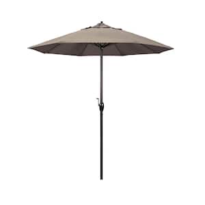 7.5 ft. Bronze Aluminum Market Auto-Tilt Crank Lift Patio Umbrella in Taupe Sunbrella