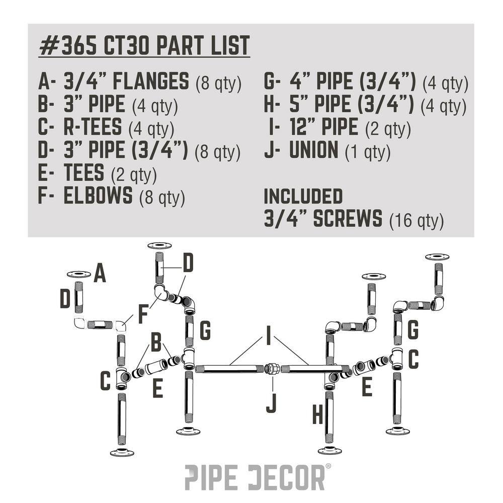 Streetlights Industrial Steel Pipe Coffee Table Base Kit