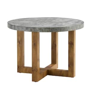 Brown Wood 29.9 in. H Outdoor Dining Table with Gray Wood Tabletop