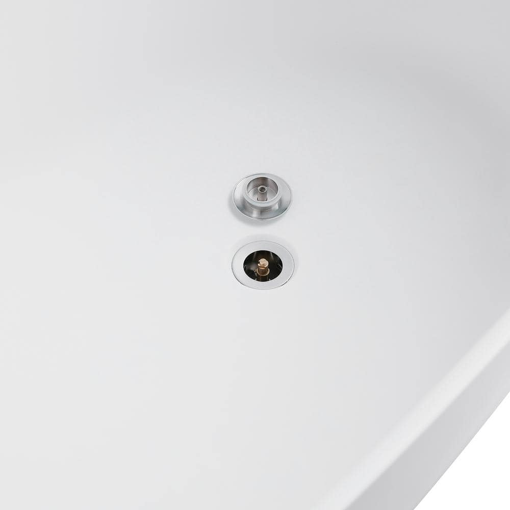 65" Gloss White Stone Resin Double Slipper Freestanding Bathtub
