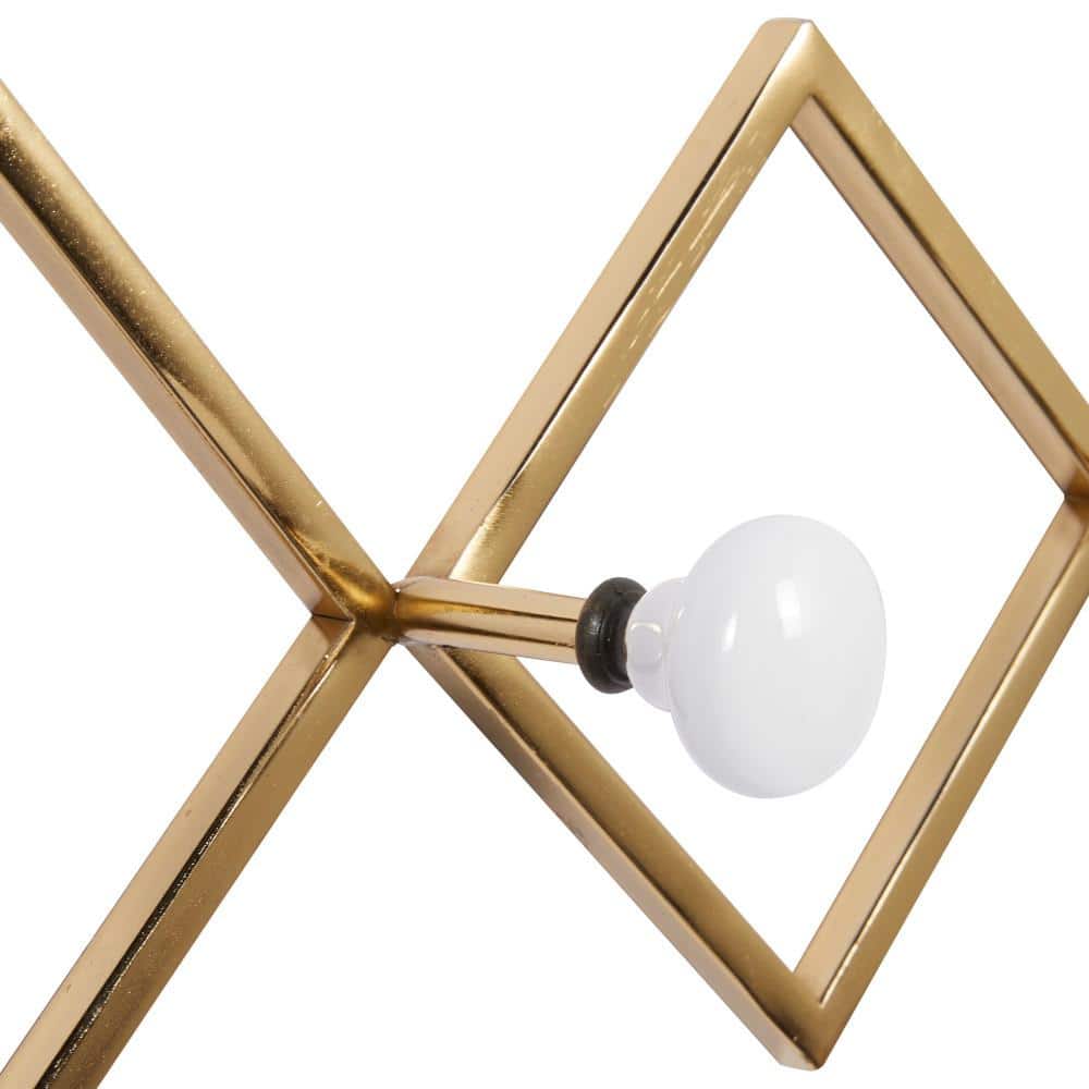 Gold Metal and White Ceramic Glam Wall Hook Set, 33.15 inches