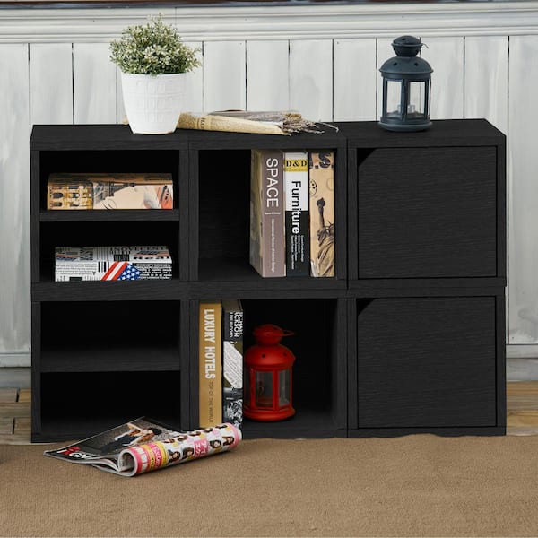 Way Basics Stackable Modular Storage 6 Cubes, Black