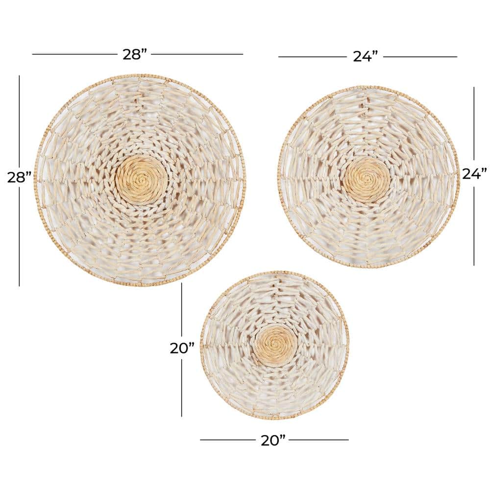 Cream Seagrass Handmade Woven Circular Wall Basket Set