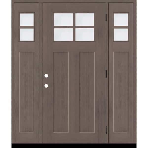 Steves & Sons Regency 68 in. x 80 in. LHOS 4L-1/4 Toplite Clear Glass Ashwood Stain Fir Fiberglass Prehung Front Door with Dbl 14in.SL