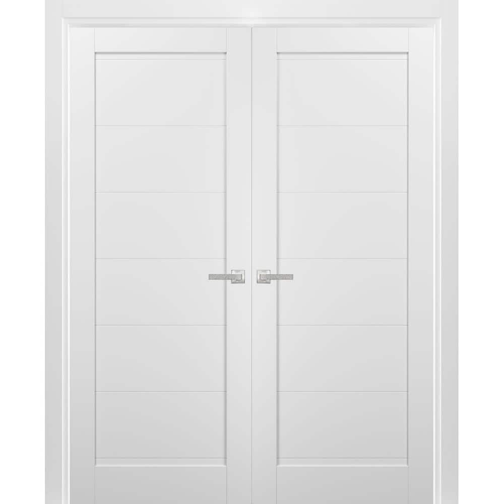 Sartodoors 48 in. x 96 in. Single Panel White Finished Pine Wood ...