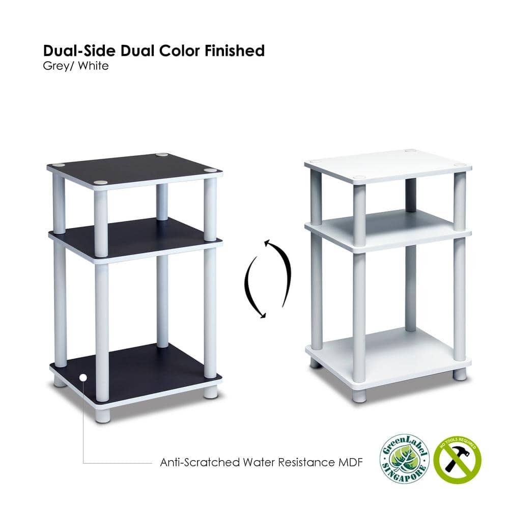 Modern Petite 3-Tier White Wood and Metal End Table