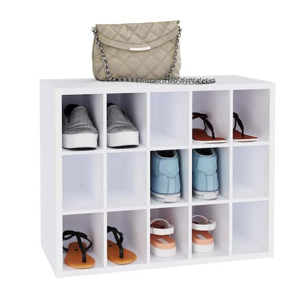 Style Selections 19.38-in H x 24.13-in W x 11.63-in D White Stackable Wood  Laminate 15 Cube Organizer in the Cube Storage Organizers department at