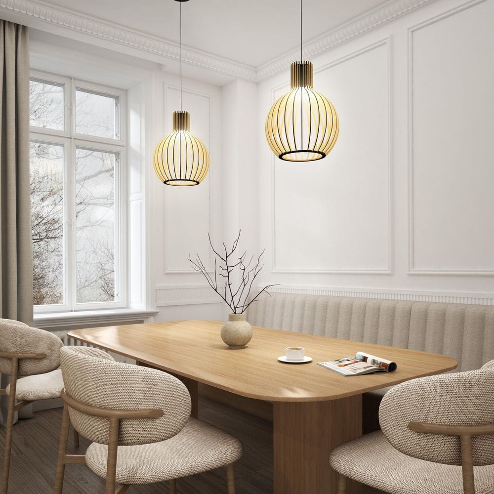 Tomi 12-Watt 1-Light 3CCT Black and Wood Integrated LED Pendant Light price history on PriceWatchPro