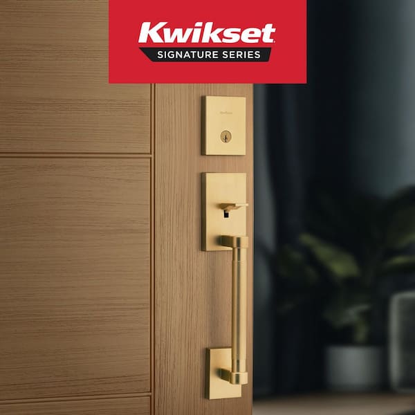 Kwikset Prava Satin Brass Keyed Entry Single Cylinder Door