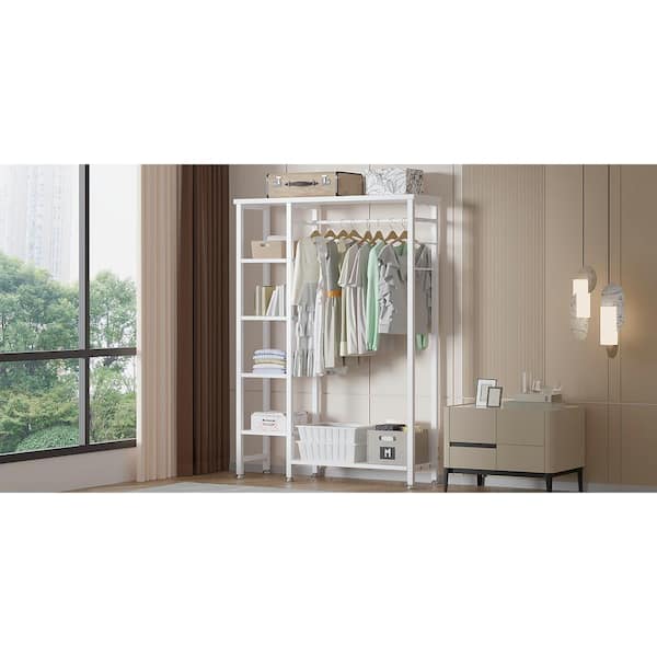 VECELO Heavy Duty Open Garment Clothing Rack, White Free VECELO Heavy Duty Open Garment Clothing Rack, White Free