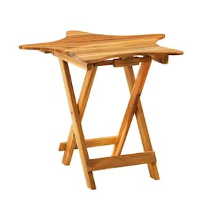 Sawyer Natural Brown Starfish Wood Folding Outdoor Accent Table