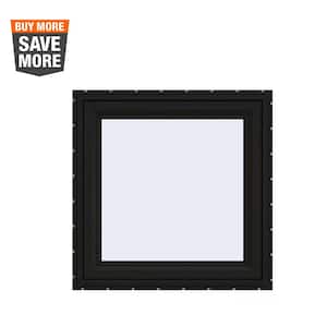 30 in. x 30 in. V-4500 Series Black FiniShield Vinyl Right-Handed Casement Window with Fiberglass Mesh Screen