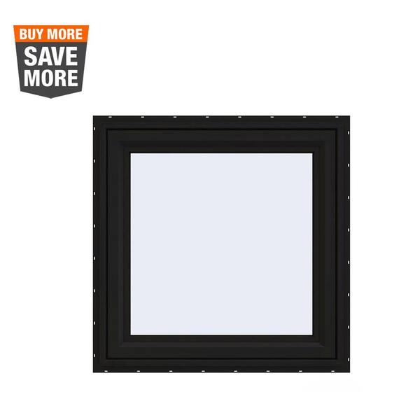 JELD-WEN 30 in. x 30 in. V-4500 Series Black FiniShield Vinyl Right-Handed Casement Window with Fiberglass Mesh Screen