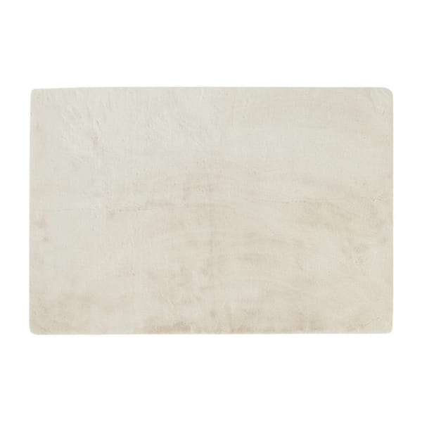 Luxe Faux Fur Luxe Faux Rabbit Fur Ivory 5 ft. x 8 ft. 25 mm Pile 900 GSM Rectangular Area Rug