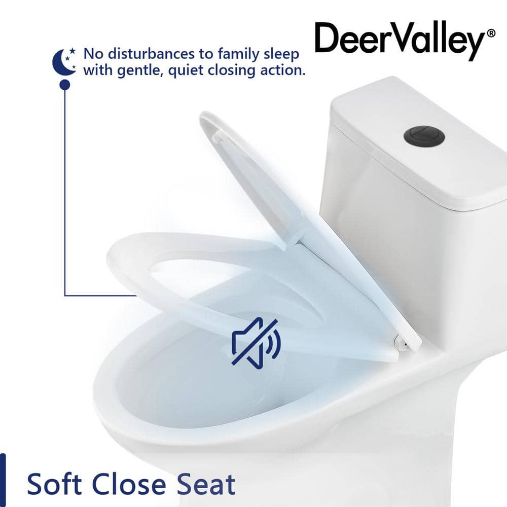 Ally White Ceramic Dual-Flush Elongated One-Piece Toilet with Black Button
