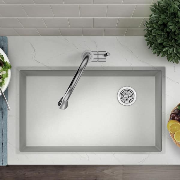 CHESHIRE 33 in. Drop-In/Undermount Single Bowl White Quartz