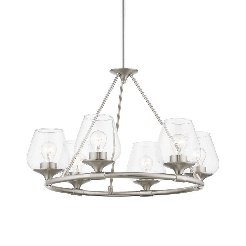 Willow Brushed Nickel 6-Light Chandelier with Clear Glass Shades