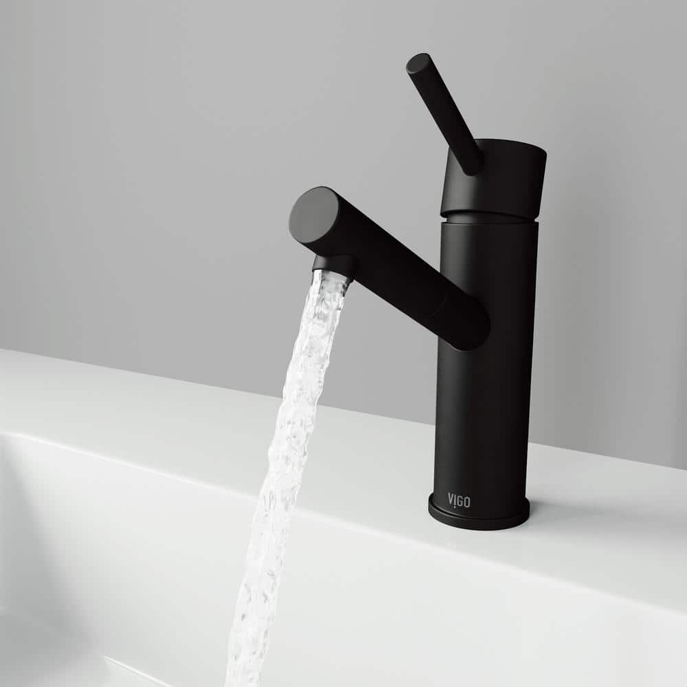 Matte Black Brass Single Hole Bathroom Faucet with Push Tilt Handle