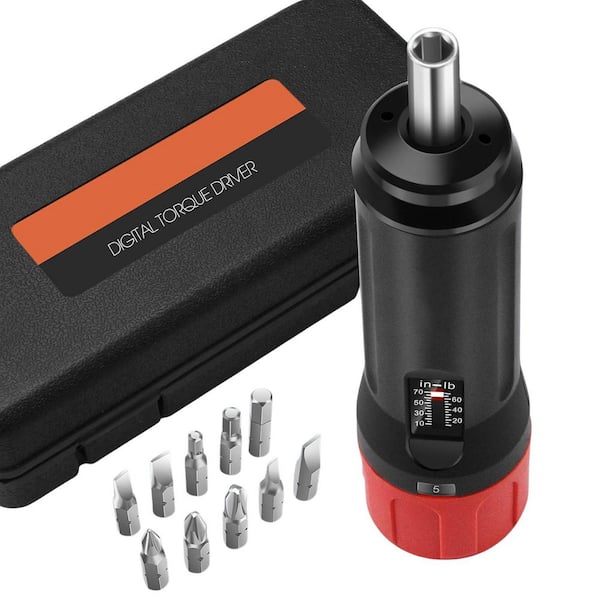 Torque Screwdriver 1 in. Shank 10 Bit Set for Maintenance Bike Repair Adjustable Torque Range 10-70 in.-lbs.