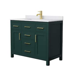 Beckett 42 in. W x 22 in. D x 35 in. H Single Sink Bathroom Vanity in Green with White Cultured Marble Top