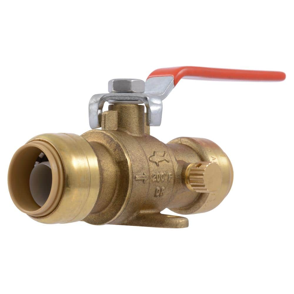 SharkBite - 3/4 in. Brass Push-to-Connect Drop Ear Ball Valve with Drain