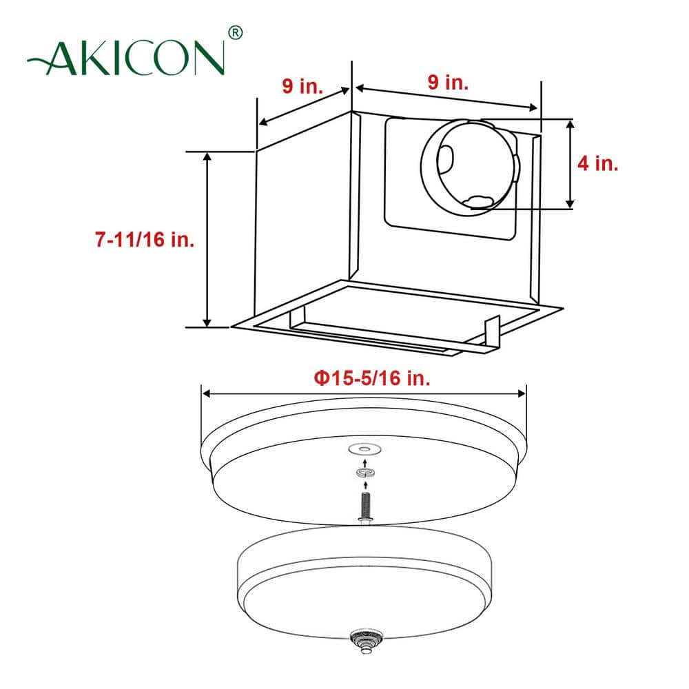 Brushed Nickel Ceiling Mount Bathroom Exhaust Fan with LED Light
