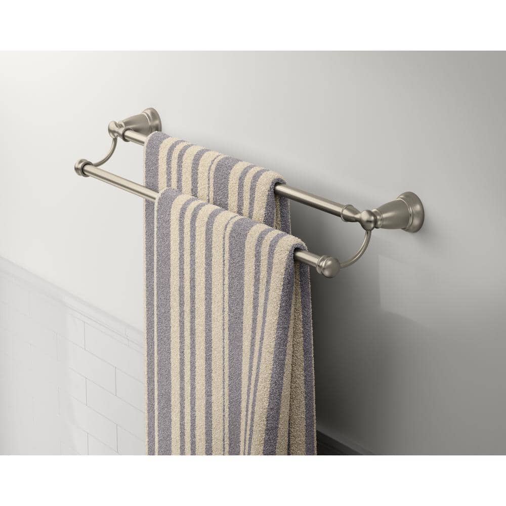 Brushed Nickel 24" Double Wall Mounted Towel Bar