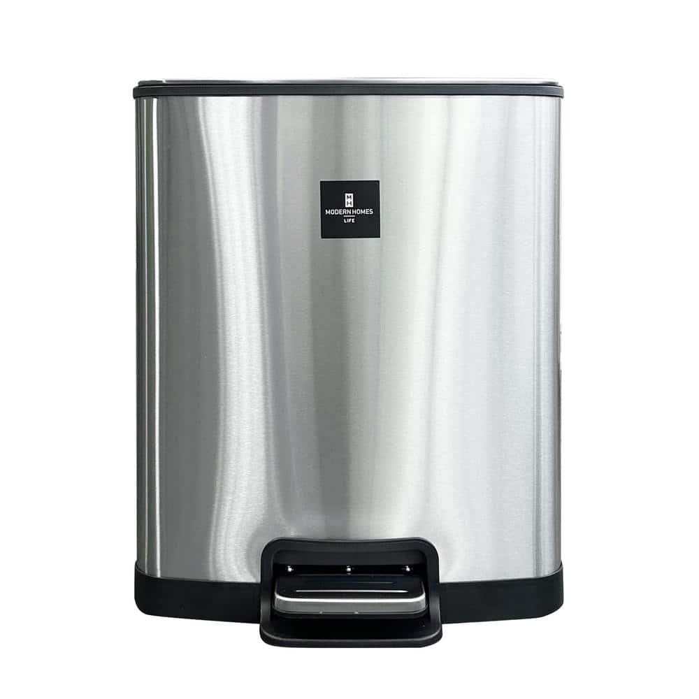 Modern Homes MH 8 Gal Stainless Steel Touchless Step On Metal Trash   Modern Homes Indoor Trash Cans 68168 64 1000 