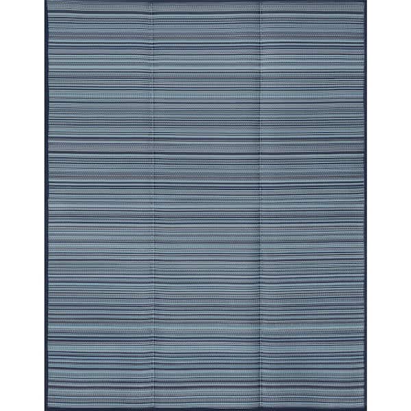 Luna Navy 4 ft. x 6 ft. Stripes Indoor/Outdoor Area Rug