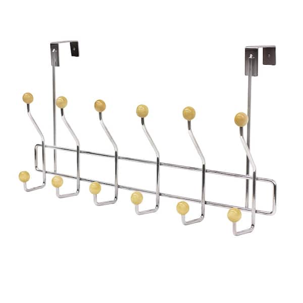 Home Basics 20 in. L Chrome Wood Over the Door Hooks