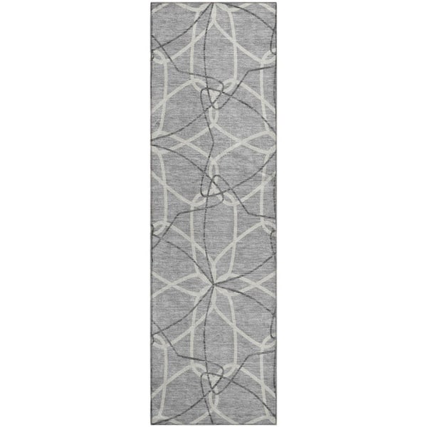 Addison Rugs Mayfield Premium Machine Washable Abstract AMF950 Gray 2 ft. 3 in. x 7 ft. 6 in. Runner Rug