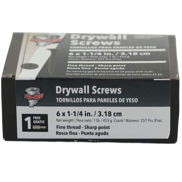 Pro-Twist #6 x 1-1/4 in. #2 Phillips Reduced Phosphate Coated Bugle Head Fine Thread Drywall Screws 1 lb. Box