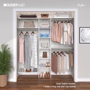 Style+ 64.9 in W - 112.9 in W White Basic Narrow Wood Closet System Kit