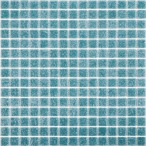 Apollo Tile Dune 4 in. x 6 in. Glossy Blue-Green Glass Mosaic Uniform square Wall & Floor Sample Tile (0.13 sq. ft./Piece) (1-Pack)