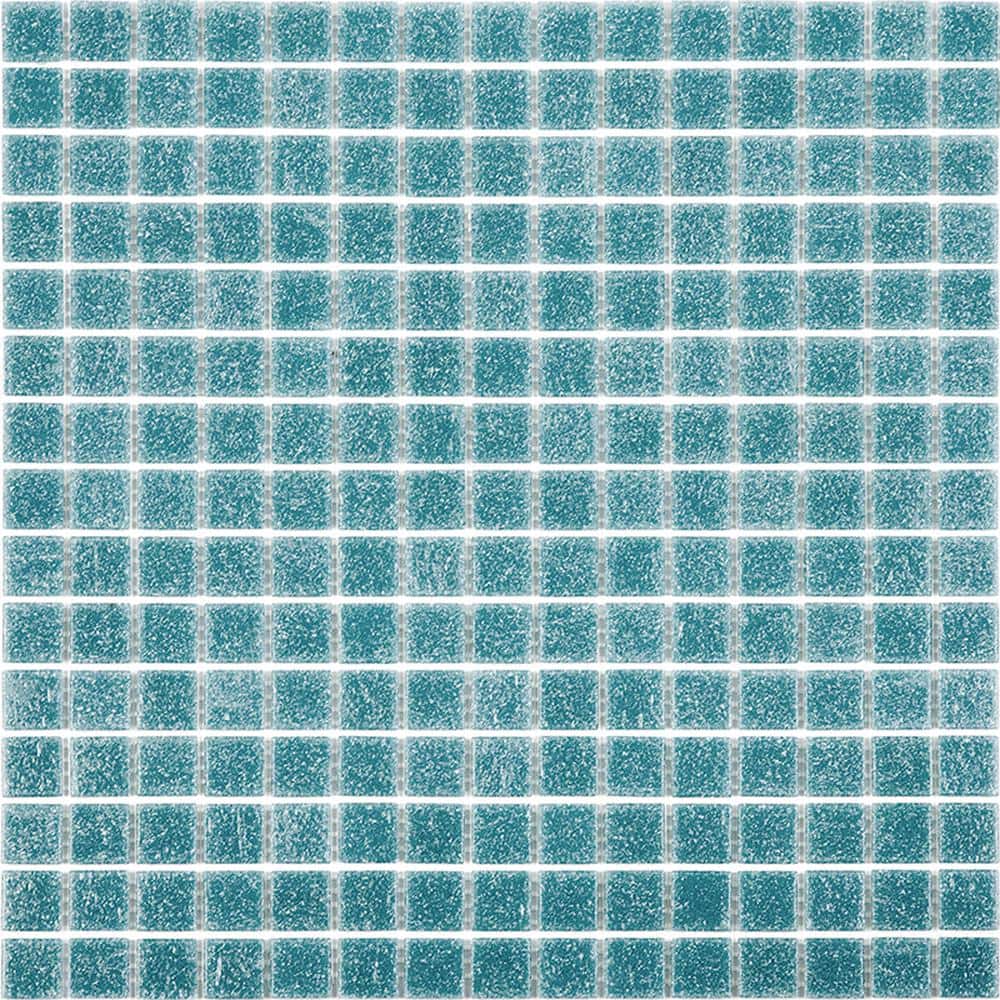 Dune 12" x 12" Glossy Blue-Green Glass Mosaic Tile